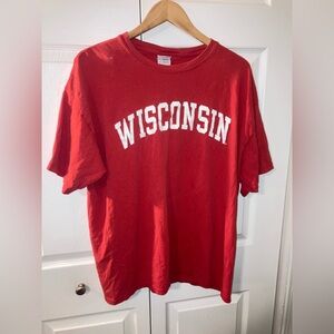 Gildan Red Wisconsin Short Sleeve Tee